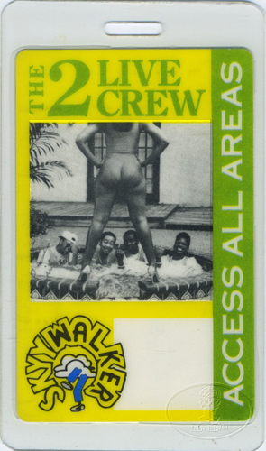 2 LIVE CREW 1987 TOUR Laminated Backstage Pass