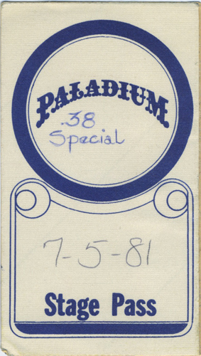 .38 SPECIAL 1981 TOUR Backstage Pass Palladium