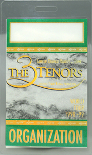 3 TENORS 1998-99 World Tour Laminated Backstage Pass PAVAROTTI DOMINGO CARRERAS
