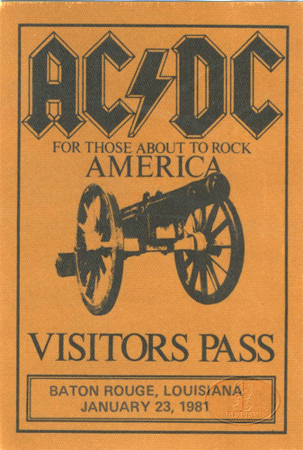 AC/DC 1981 ABOUT TO ROCK Backstage Pass Baton Rouge