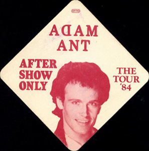 ADAM ANT 1984 STRIP TOUR BACKSTAGE PASS ASO