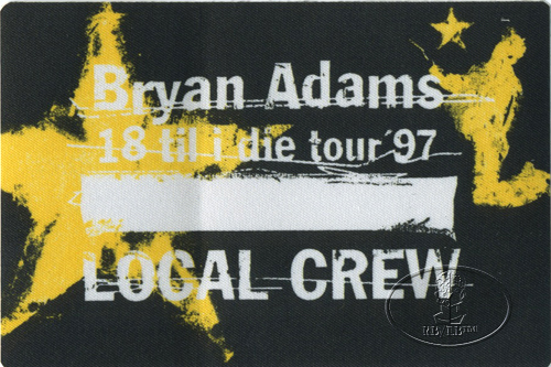 BRYAN ADAMS 1997 CREW Backstage Pass gold
