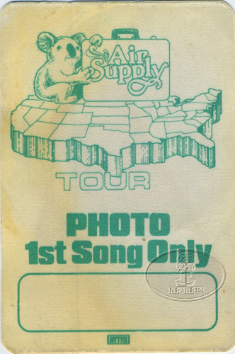AIR SUPPLY 1983 NORTH AMERICAN TOUR BACKSTAGE PASS