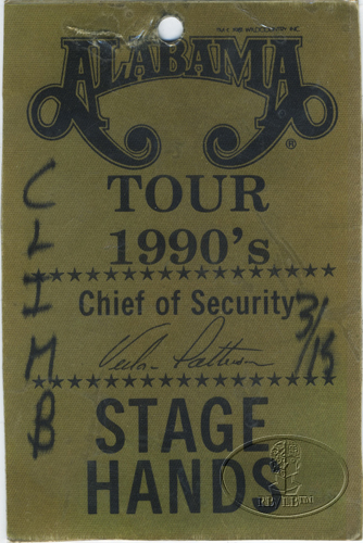 ALABAMA 1990 JUKEBOX IN MY MIND TOUR BACKSTAGE PASS