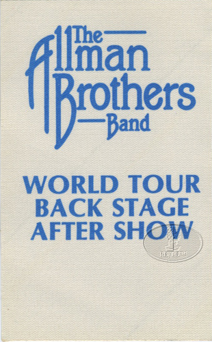 ALLMAN BROTHERS BAND 1980 WORLD TOUR Backstage Pass 