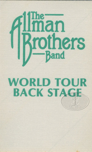 ALLMAN BROTHERS BAND 1980 WORLD TOUR Backstage Pass 
