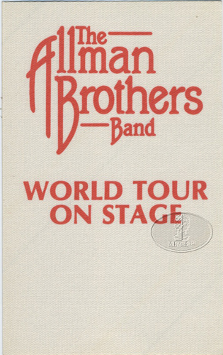 ALLMAN BROTHERS BAND 1980 WORLD TOUR Backstage Pass 