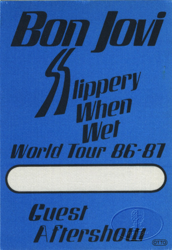 BON JOVI 1986-87 SLIPPERY WHEN WET Backstage Pass VIP