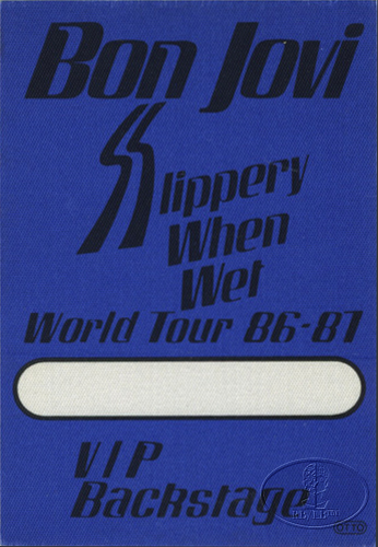 BON JOVI 1986-87 SLIPPERY WHEN WET Backstage Pass VIP