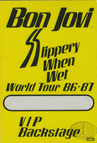 BON JOVI 1986-87 SLIPPERY WHEN WET Backstage Pass VIP
