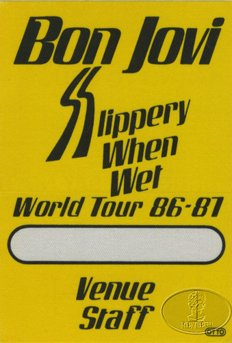 BON JOVI 1986-87 SLIPPERY WHEN WET Backstage Pass STAFF