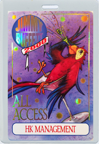 JIMMY BUFFETT 2000 TOUR LAMINATED BACKSTAGE PASS