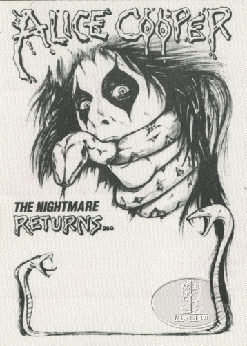 ALICE COOPER 1986 NIGHTMARE RETURNS BACKSTAGE PASS 