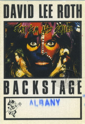 DAVID LEE ROTH 1986 BACKSTAGE PASS AA white VAN HALEN Albany