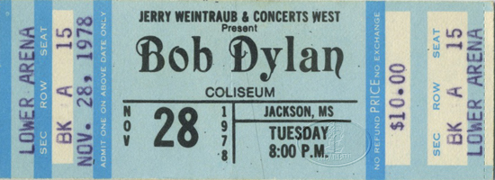BOB DYLAN 1978 Unused Concert Ticket