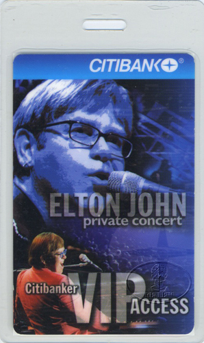 ELTON JOHN 1998 Citibank Concert LAMINATED BACKSTAGE PASS Avery Fisher Hall