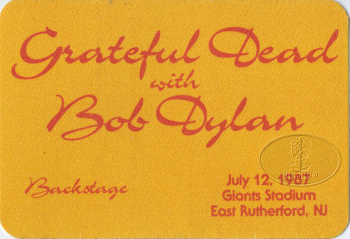 GRATEFUL DEAD & BOB DYLAN 7/12/87 BACKSTAGE PASS Giants Stadium