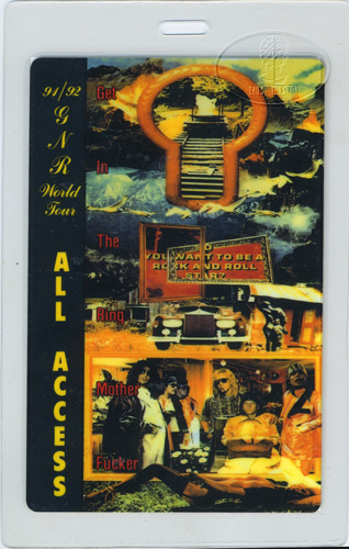 GUNS N' ROSES 1991-92 LAMINATED BACKSTAGE PASS AA