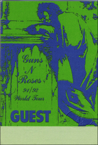 GUNS N' ROSES 1991-92 Backstage Pass GUEST green