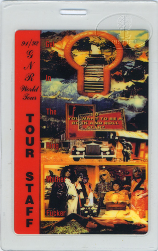 GUNS N' ROSES 1991-92 LAMINATED BACKSTAGE PASS Staff