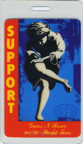 GUNS N' ROSES 1991-92 LAMINATED BACKSTAGE PASS Support