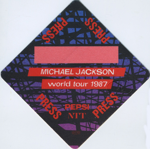 MICHAEL JACKSON 1987 BAD TOUR Backstage Pass PRESS red