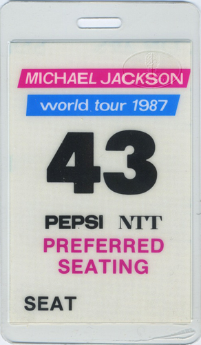 MICHAEL JACKSON 1987 LAMINATED BACKSTAGE PASS