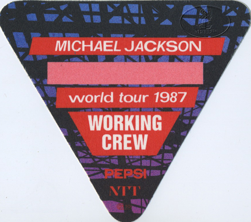 MICHAEL JACKSON 1987 BAD TOUR Backstage Pass Crew red