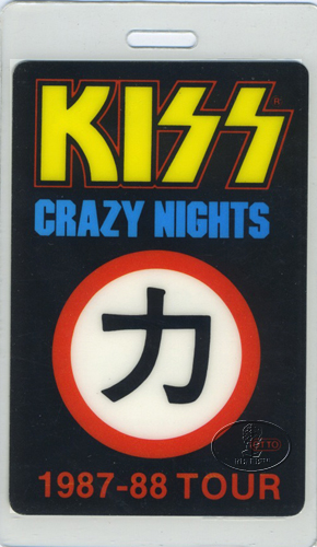 KISS 1987-88 U.S. TOUR LAMINATED BACKSTAGE PASS AA