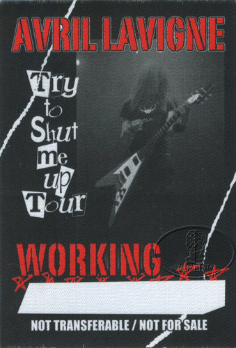 AVRIL LAVIGNE 2003 SHUT UP TOUR BACKSTAGE PASS 