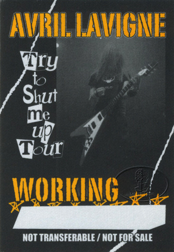 AVRIL LAVIGNE 2003 SHUT UP TOUR BACKSTAGE PASS 