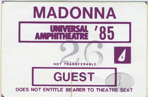 MADONNA 1985 VIRGIN TOUR BACKSTAGE PASS extremely rare 1st performance