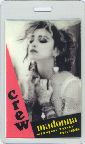 MADONNA 1985 VIRGIN TOUR LAMINATED BACKSTAGE PASS