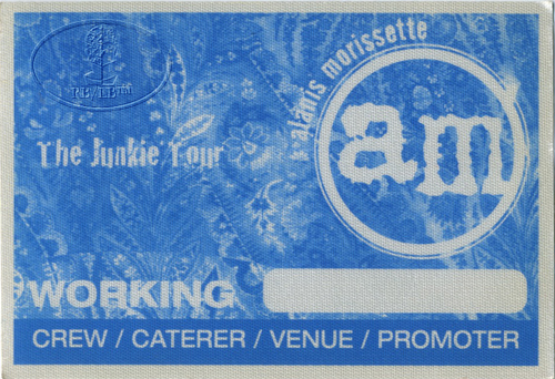 ALANIS MORISSETTE 1999 JUNKIE TOUR Backstage Pass GARBAGE