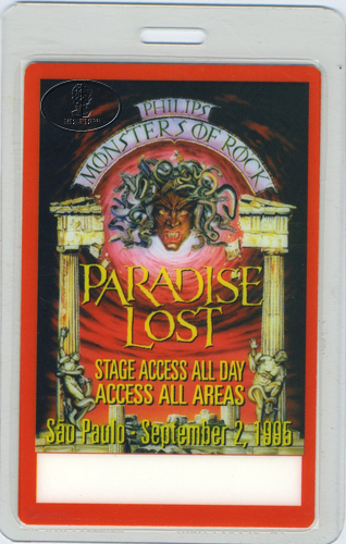  Alice Cooper MONSTERS OF ROCK 1995 LAMINATED BACKSTAGE PASS SAO PAOLO