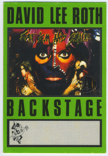 DAVID LEE ROTH 1986 BACKSTAGE PASS AA grn VAN HALEN