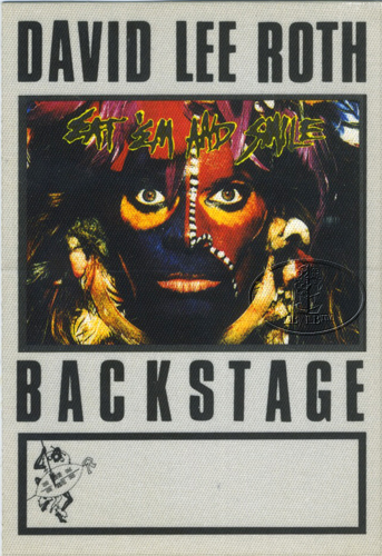 DAVID LEE ROTH 1986 BACKSTAGE PASS AA wht VAN HALEN