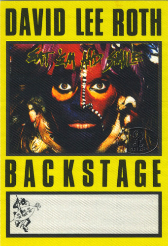 DAVID LEE ROTH 1986 BACKSTAGE PASS AA yellow VAN HALEN