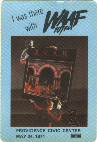 RUSH 1981 MOVING PICTURES RADIO PASS Providence WAAF-FM