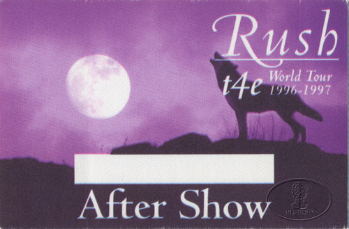 RUSH 1996-97 t4e Tour BACKSTAGE PASS ASO purple