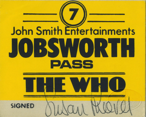 THE WHO 1975 EUROPEAN TOUR BACKSTAGE PASS KEITH MOON PETE TOWNSHEND DALTREY 