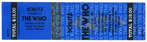 THE WHO & CLASH 1982 Unused Concert Ticket PETE TOWNSHEND ROGER DALTREY